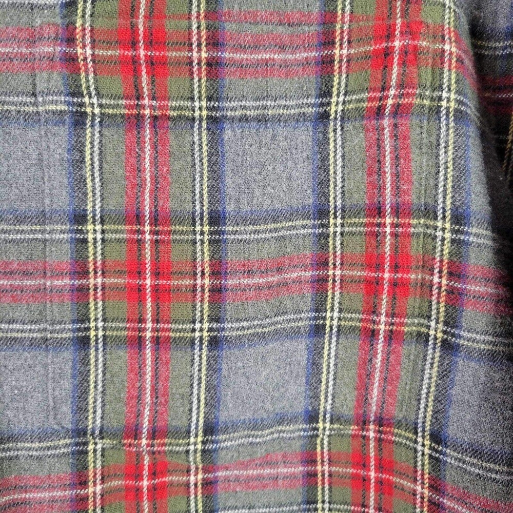 Vintage LL Bean Night Shirt Adult Medium Red Plaid Sleep Gown Flannel Mens PJs - Picture 6 of 10